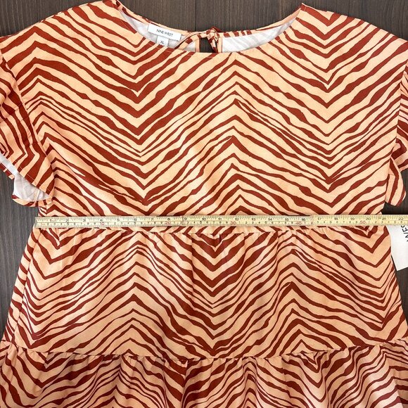 NWT Nine West Zebra Print Women's Dress Size XL Tiered Safari - Picture 12 of 14